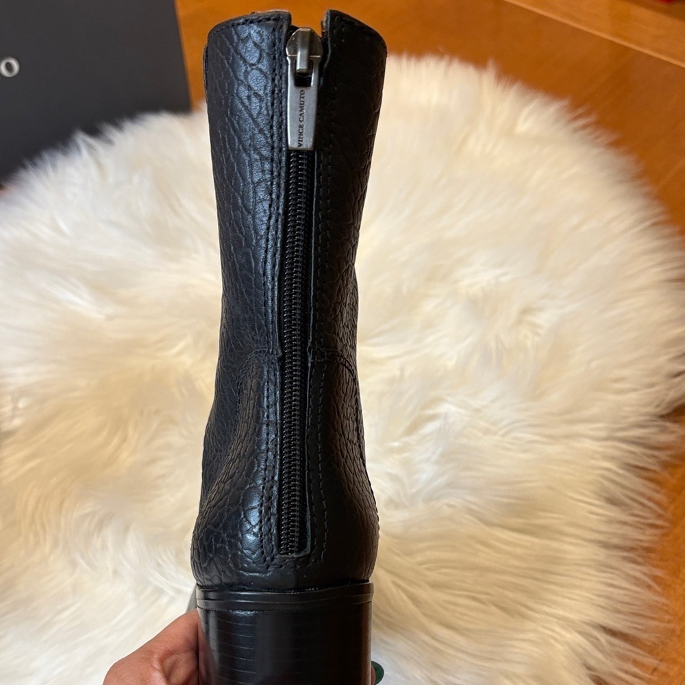 Vince Camuto Textured Black Heeled Boots-VC-Zeldina - Picture 9 of 10